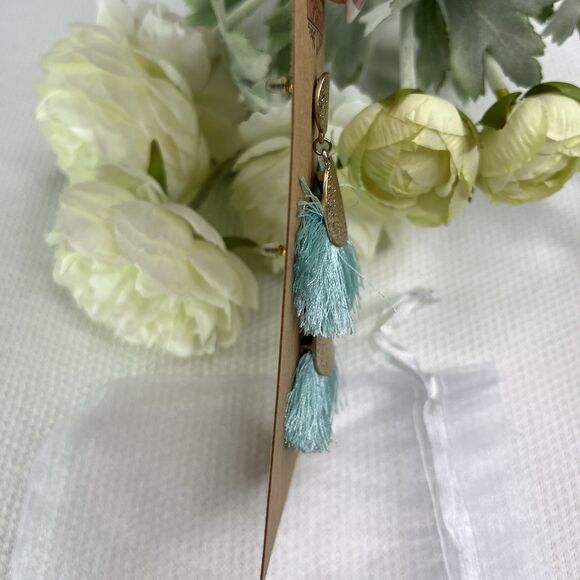 Plunder Design Posse Gold And Blue Tassel Earrings Brand New Women’s Jewelry - Picture 4 of 5